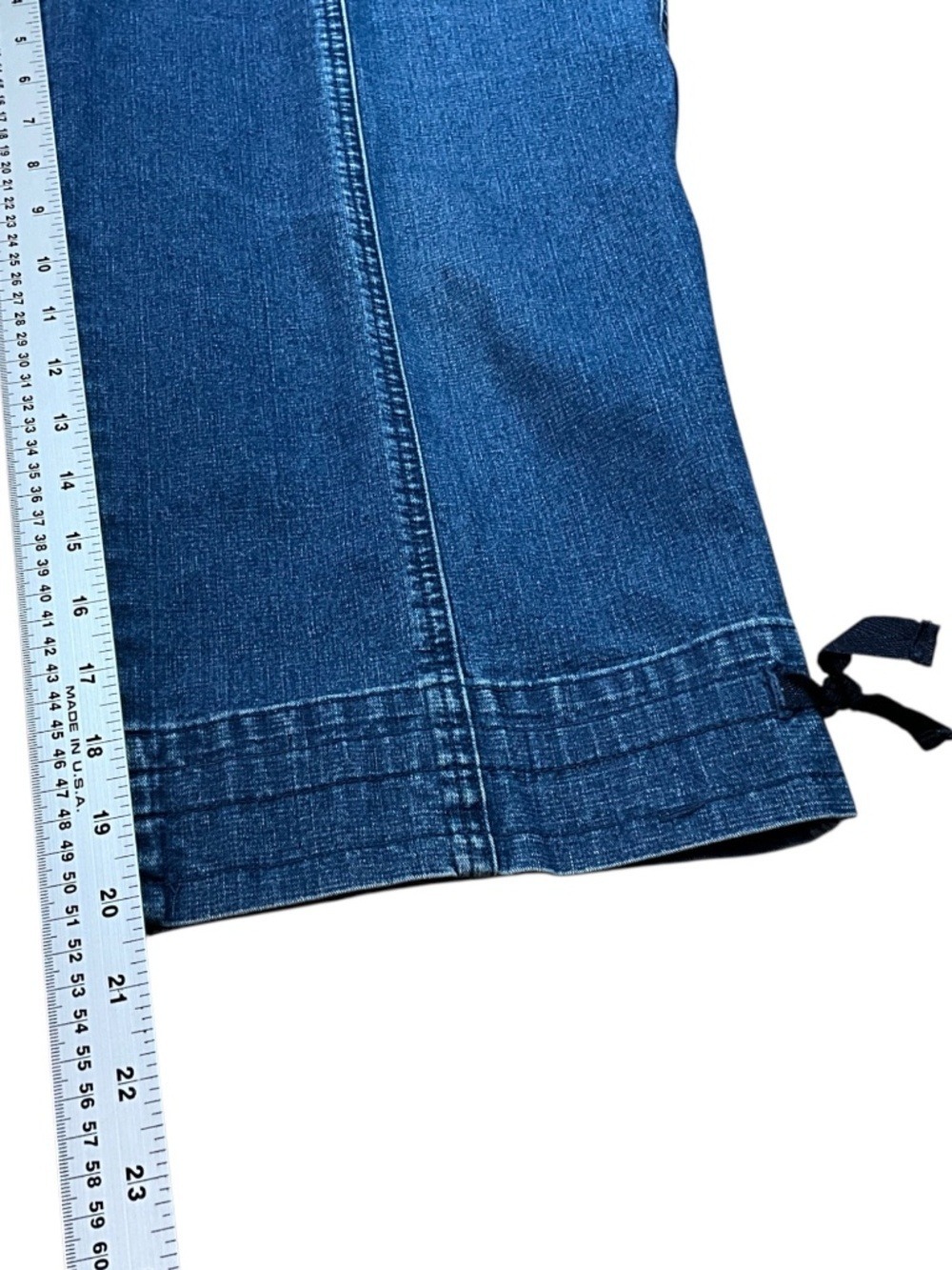 ALIA Cotton Blend Multi Pocket Capri Jeans w/ Contrast Navy Trim Detail Sz 14 - Picture 8 of 9